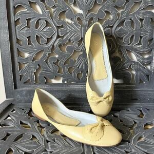 Delman Ballet Flats Women’s 8M Yellow Leather Bow Deatil Slip On Shoes